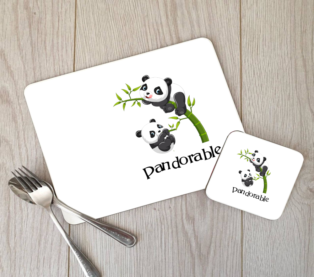 Panda Hardboard Placemat and Coaster Set - Pandorable